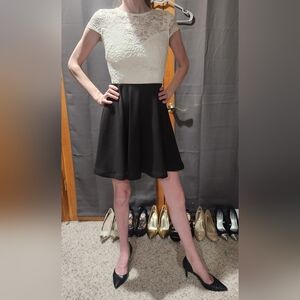 B Darlin Black Silk And White Lace Dress